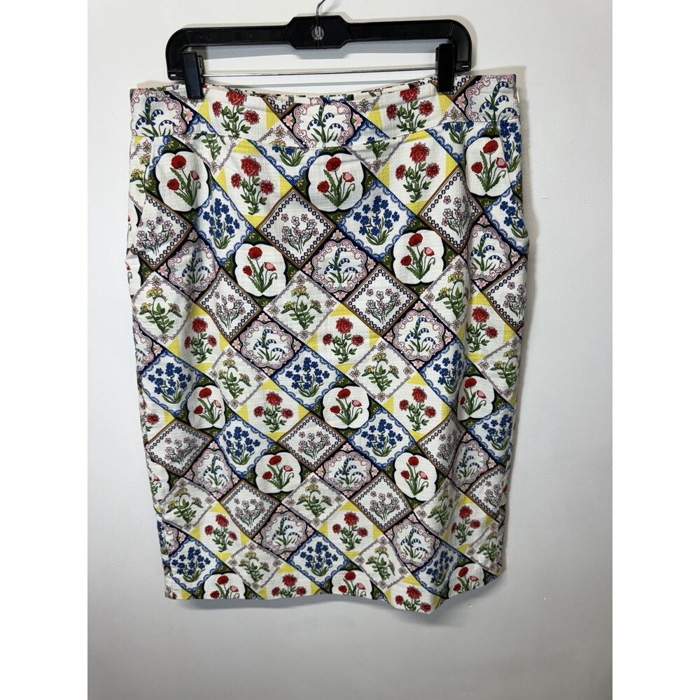 Boden White Cotton Floral Lined Siren Pencil Skirt, Floral Cotton Sz 14 UK 18)
